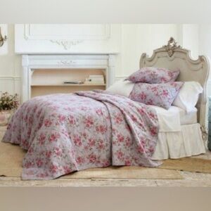 NEW SIMPLY SHABBY CHIC Purple Floral Linen Full Queen Quilt